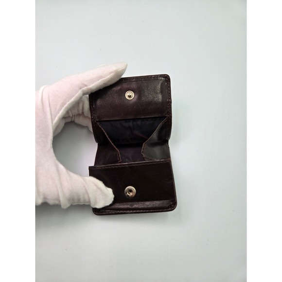 Burberry Coin Pouch Leather Plaid Check Brown Snap Closure Wallet - Picture 5 of 8